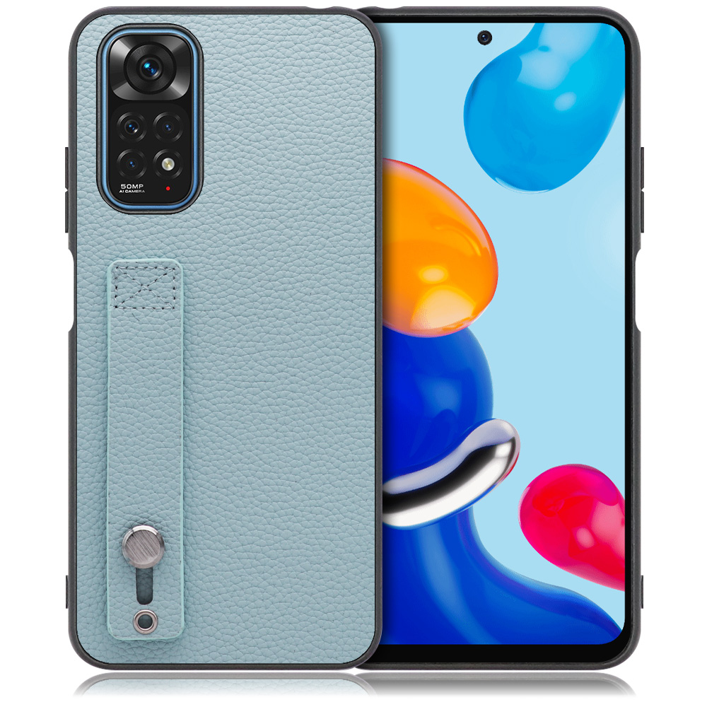 LOOF HOLD-SHELL Series Xiaomi Redmi Note 11 用 [スカイブルー] 薄い 軽量 背面 本革 ケース カバー シンプル スマホケース スマホカバー ストラップホール ベルト付