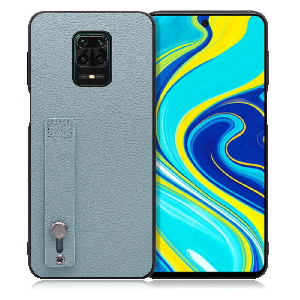 LOOF HOLD-SHELL Xiaomi Redmi Note 9S 用 [スカイブルー] 薄い 軽量 背面 本革 ケース 固定 ベルト カバー シンプル スマホケース スマホカバー