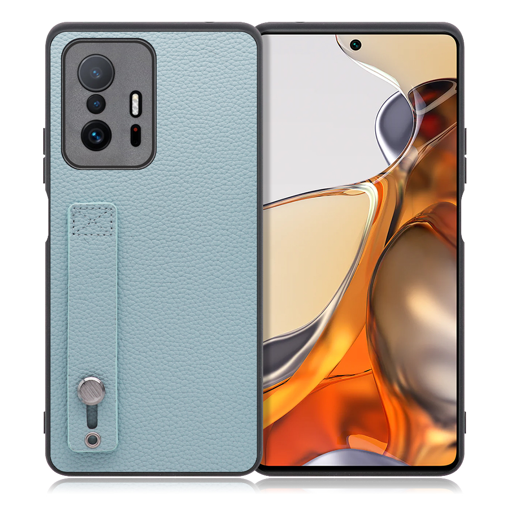 LOOF HOLD-SHELL Series Xiaomi 11T / 11T Pro 用 [スカイブルー] 薄い 軽量 背面 本革 ケース 固定 ベルト カバー シンプル スマホケース スマホカバー