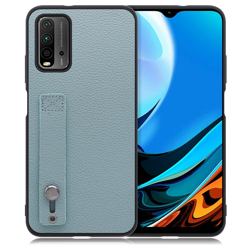 LOOF HOLD-SHELL Xiaomi Redmi 9T 用 [スカイブルー] 薄い 軽量 背面 本革 ケース 固定 ベルト カバー シンプル スマホケース スマホカバー