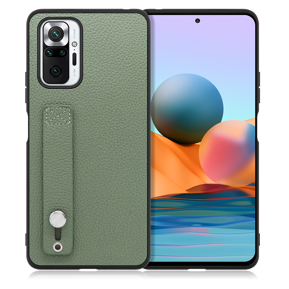 LOOF HOLD-SHELL Series Xiaomi Redmi Note 10 Pro 用 [ダルグリーン] 薄い 軽量 背面 本革 ケース 固定 ベルト カバー シンプル スマホケース スマホカバー