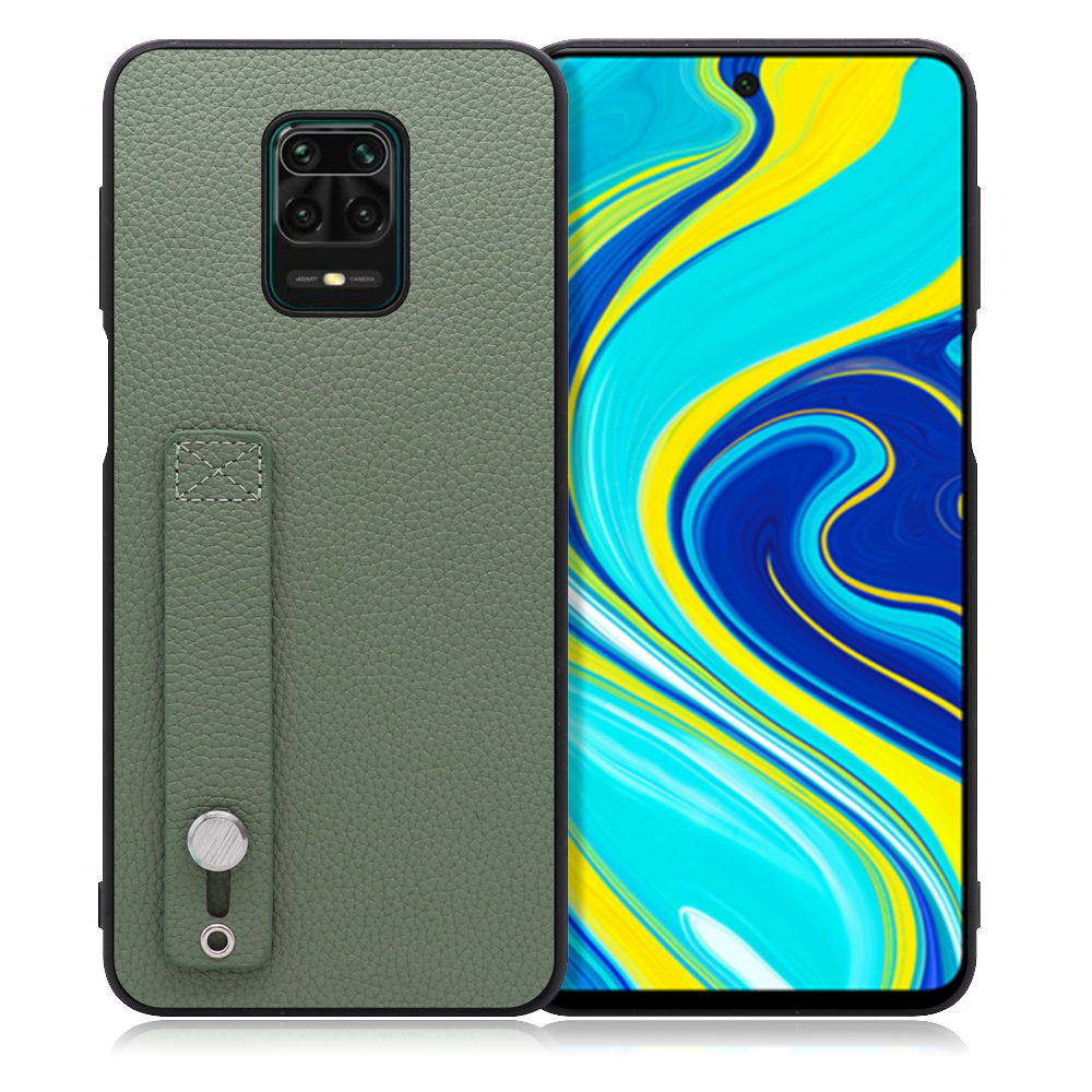 LOOF HOLD-SHELL Xiaomi Redmi Note 9S 用 [ダルグリーン] 薄い 軽量 背面 本革 ケース 固定 ベルト カバー シンプル スマホケース スマホカバー