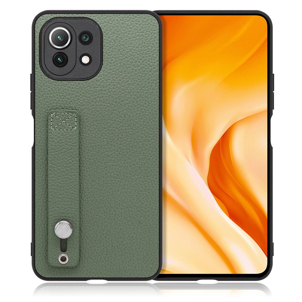LOOF HOLD-SHELL Xiaomi Mi 11 lite 5G 用 [ダルグリーン] 薄い 軽量 背面 本革 ケース カバー シンプル スマホケース スマホカバー ストラップホール ベルト付
