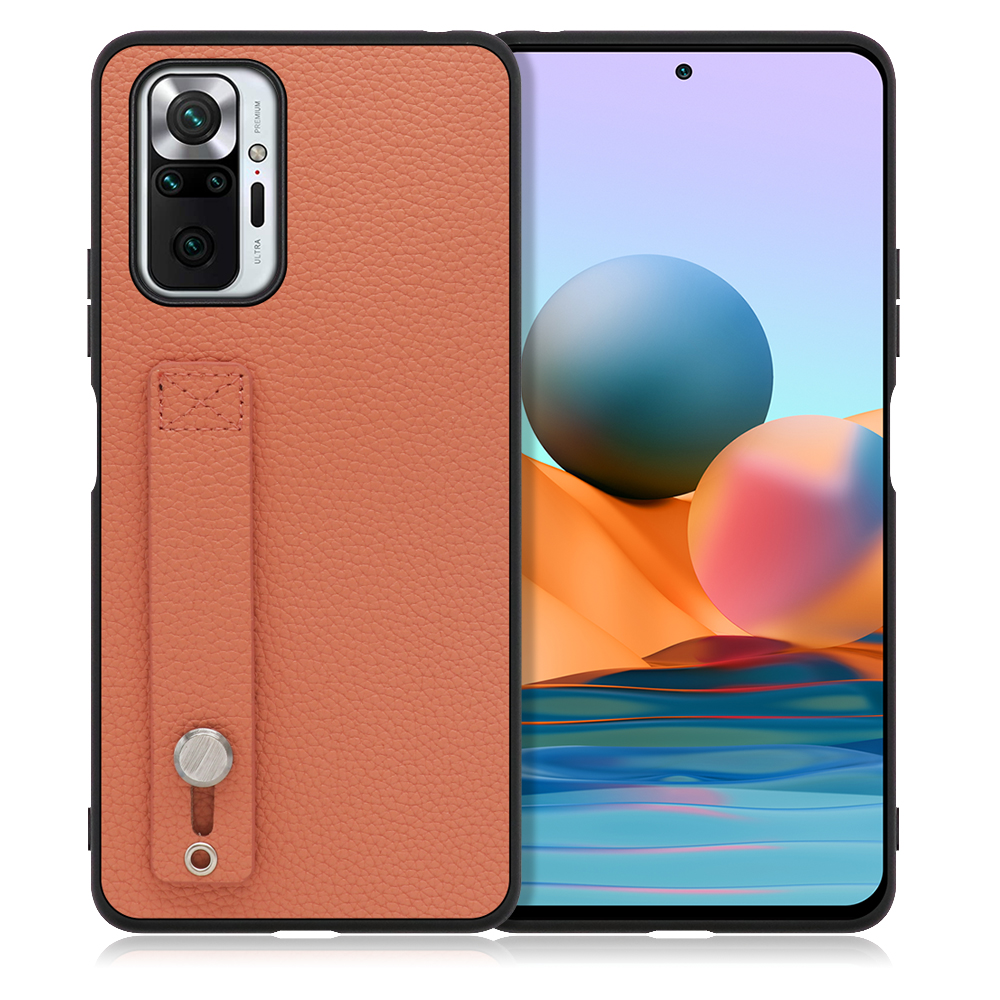 LOOF HOLD-SHELL Series Xiaomi Redmi Note 10 Pro 用 [フラミンゴ] 薄い 軽量 背面 本革 ケース 固定 ベルト カバー シンプル スマホケース スマホカバー