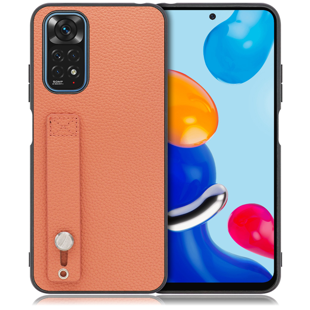 LOOF HOLD-SHELL Series Xiaomi Redmi Note 11 用 [フラミンゴ] 薄い 軽量 背面 本革 ケース カバー シンプル スマホケース スマホカバー ストラップホール ベルト付