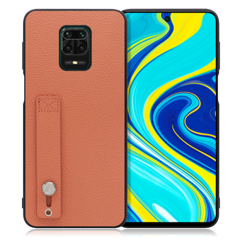 LOOF HOLD-SHELL Xiaomi Redmi Note 9S 用 [フラミンゴ] 薄い 軽量 背面 本革 ケース 固定 ベルト カバー シンプル スマホケース スマホカバー