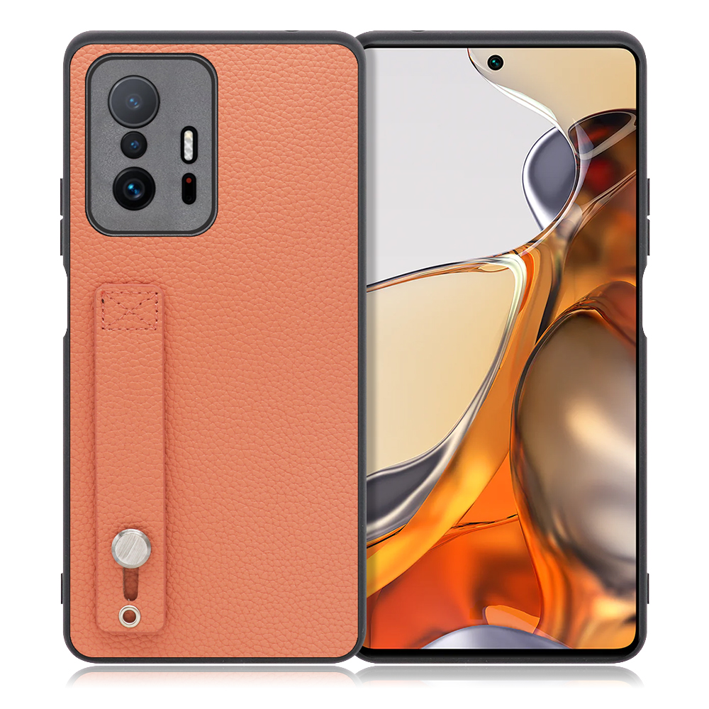 LOOF HOLD-SHELL Series Xiaomi 11T / 11T Pro 用 [フラミンゴ] 薄い 軽量 背面 本革 ケース 固定 ベルト カバー シンプル スマホケース スマホカバー
