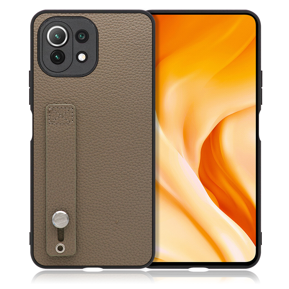 LOOF HOLD-SHELL Xiaomi Mi 11 lite 5G 用 [グレージュ] 薄い 軽量 背面 本革 ケース カバー シンプル スマホケース スマホカバー ストラップホール ベルト付