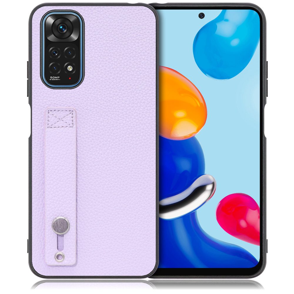 LOOF HOLD-SHELL Series Xiaomi Redmi Note 11 用 [ラベンダー] 薄い 軽量 背面 本革 ケース 固定 ベルト カバー シンプル スマホケース スマホカバー