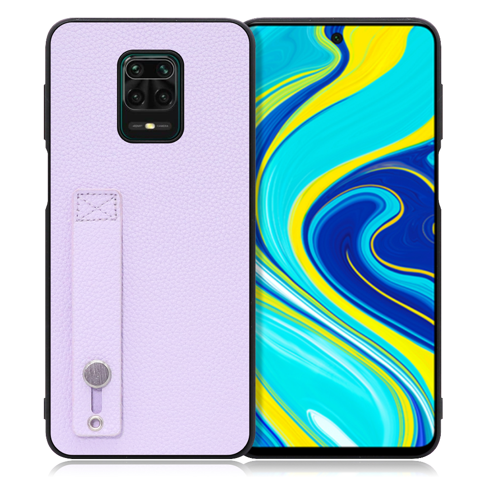 LOOF HOLD-SHELL Xiaomi Redmi Note 9S 用 [ラベンダー] 薄い 軽量 背面 本革 ケース 固定 ベルト カバー シンプル スマホケース スマホカバー