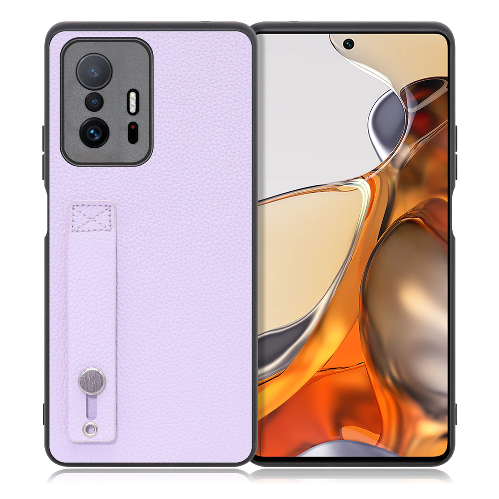 LOOF HOLD-SHELL Series Xiaomi 11T / 11T Pro 用 [ラベンダー] 薄い 軽量 背面 本革 ケース 固定 ベルト カバー シンプル スマホケース スマホカバー