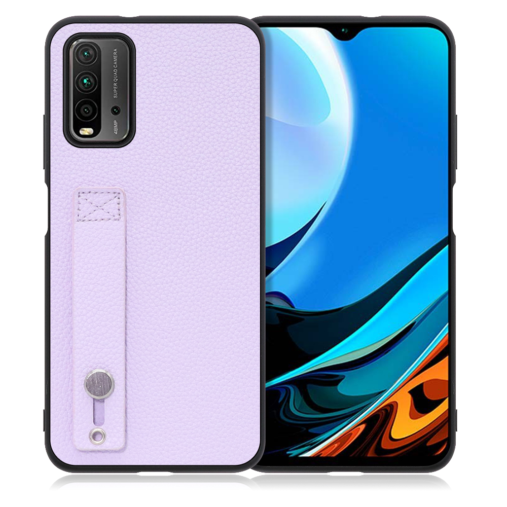 LOOF HOLD-SHELL Xiaomi Redmi 9T 用 [ラベンダー] 薄い 軽量 背面 本革 ケース 固定 ベルト カバー シンプル スマホケース スマホカバー