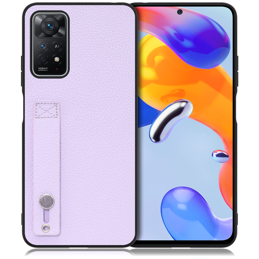 LOOF HOLD-SHELL Xiaomi Redmi Note 11 Pro 5G 用 [ラベンダー] 薄い 軽量 背面 本革 ケース 固定 ベルト カバー シンプル スマホケース スマホカバー