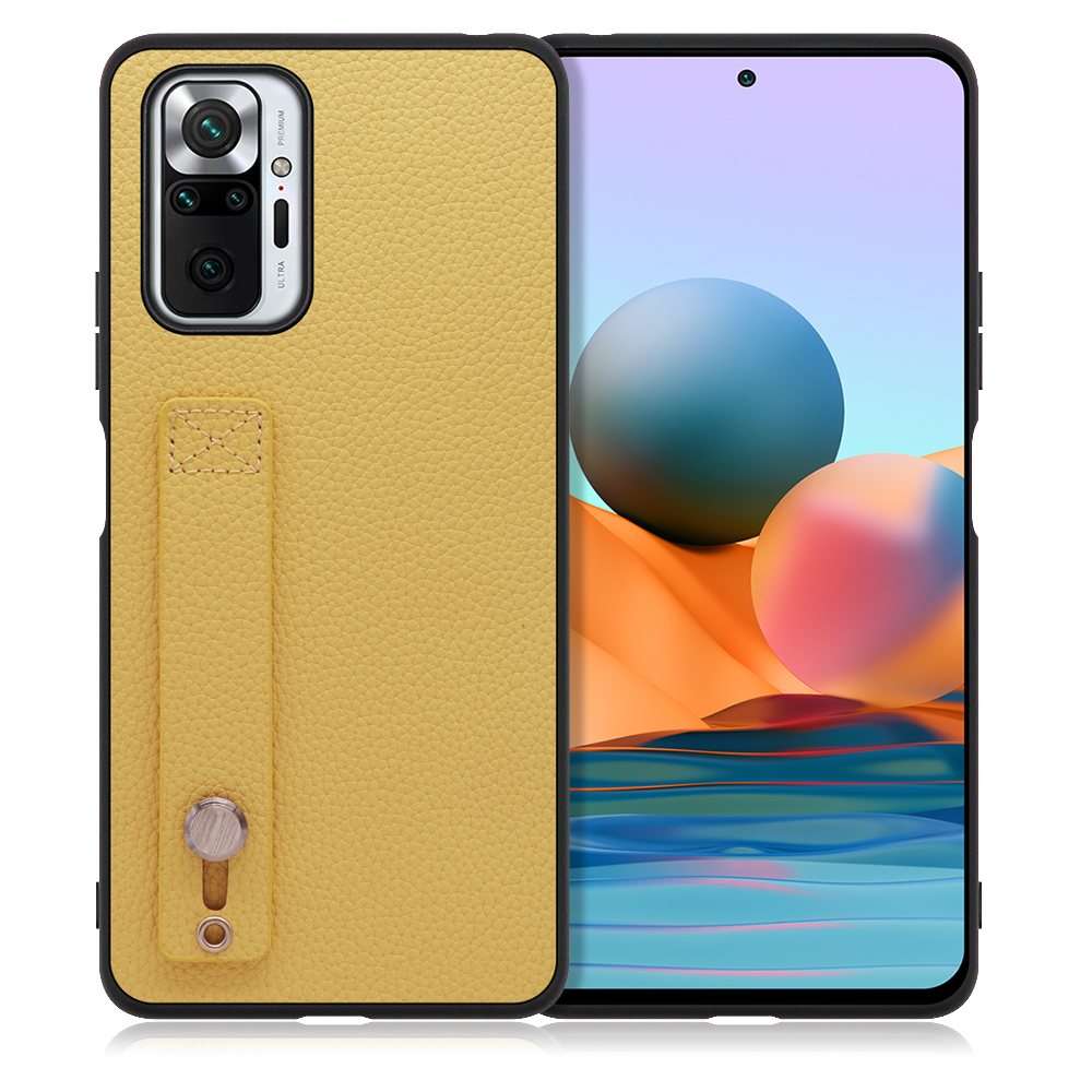 LOOF HOLD-SHELL Series Xiaomi Redmi Note 10 Pro 用 [ジャスミンイエロー] 薄い 軽量 背面 本革 ケース 固定 ベルト カバー シンプル スマホケース スマホカバー