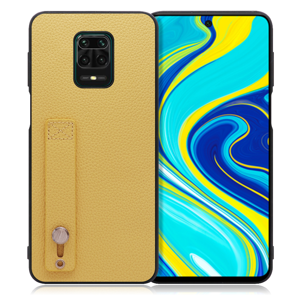 LOOF HOLD-SHELL Xiaomi Redmi Note 9S 用 [ジャスミンイエロー] 薄い 軽量 背面 本革 ケース 固定 ベルト カバー シンプル スマホケース スマホカバー