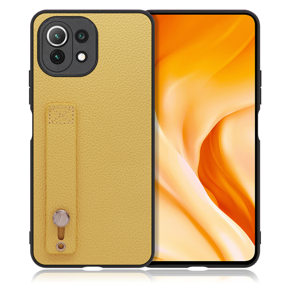 LOOF HOLD-SHELL Xiaomi Mi 11 lite 5G 用 [ジャスミンイエロー] 薄い 軽量 背面 本革 ケース カバー シンプル スマホケース スマホカバー ストラップホール ベルト付