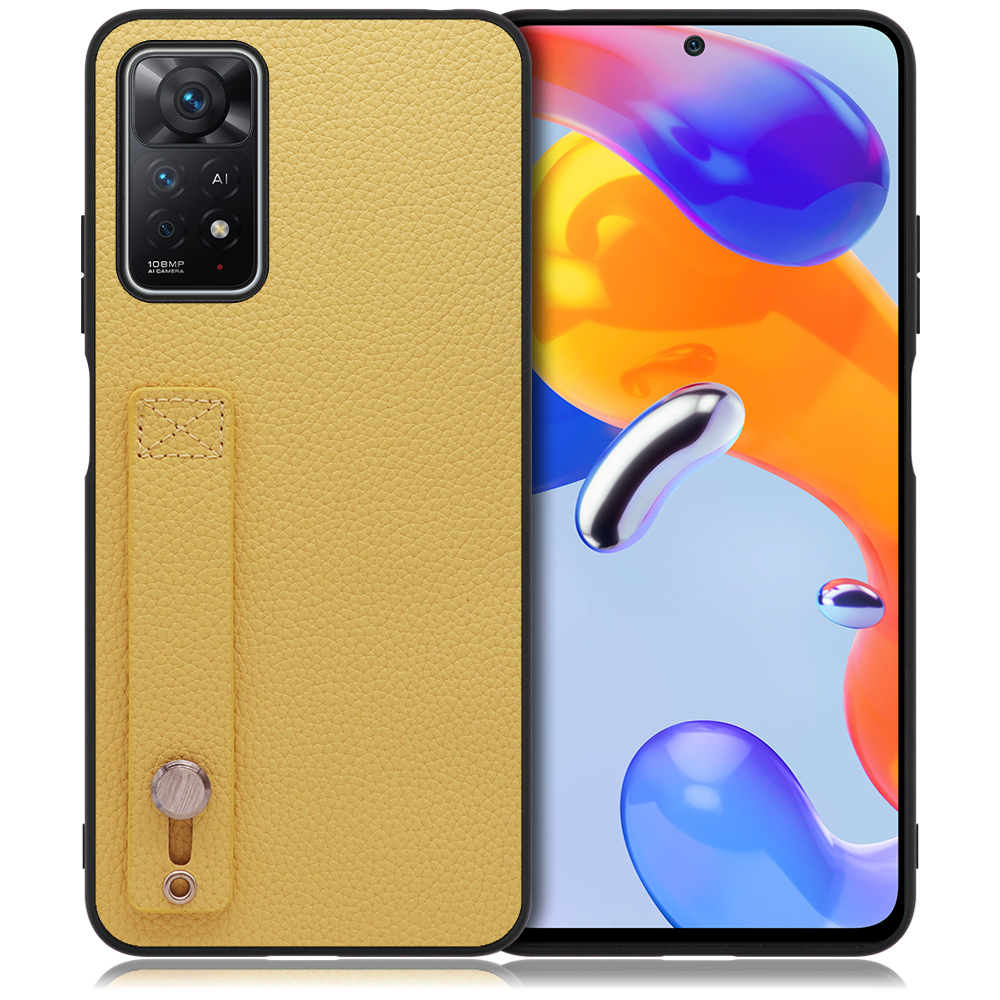 LOOF HOLD-SHELL Xiaomi Redmi Note 11 Pro 5G 用 [ジャスミンイエロー] 薄い 軽量 背面 本革 ケース カバー シンプル スマホケース スマホカバー ストラップホール ベルト付