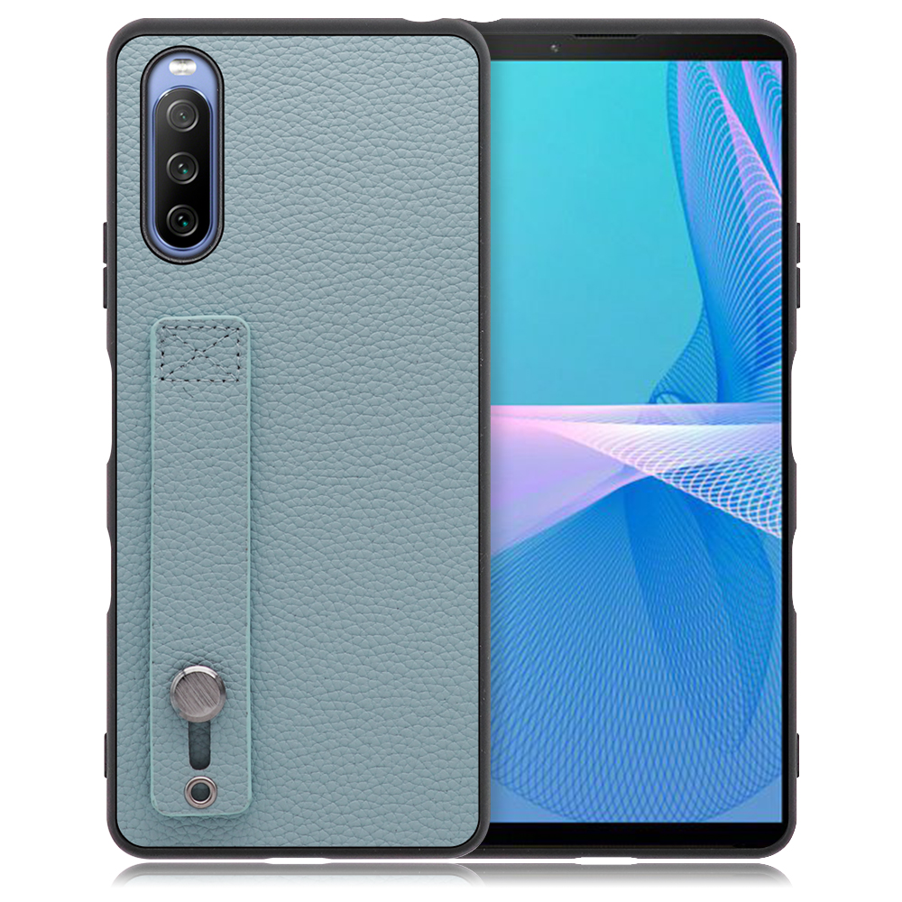 LOOF HOLD-SHELL Xperia 10 III / Xperia 10 III Lite / SO-52B / SOG04 / XQ-BT44 用 [スカイブルー] 薄い 軽量 背面 本革 ケース カバー シンプル スマホケース スマホカバー ストラップホール ベルト付
