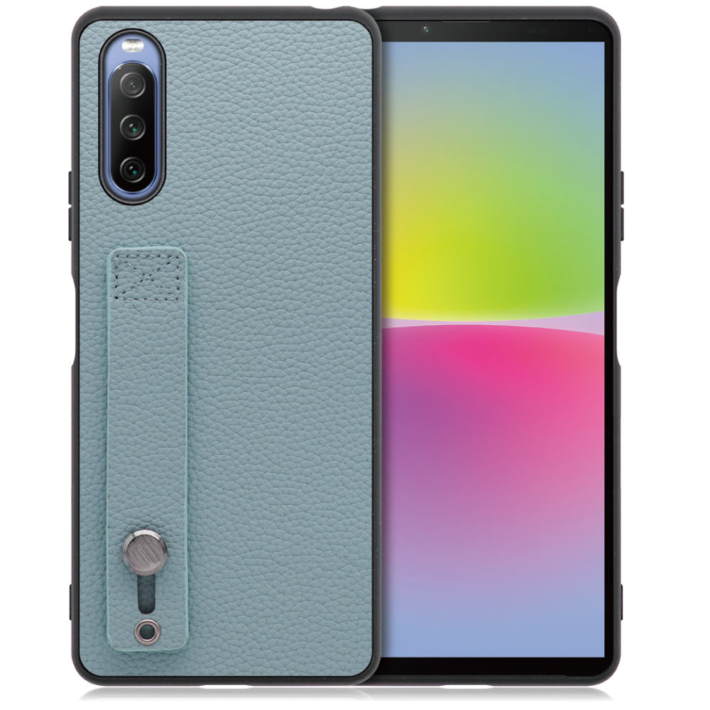 LOOF HOLD-SHELL Xperia 10 IV / SO-52C / SOG07 用 [スカイブルー] 薄い 軽量 背面 本革 ケース カバー シンプル スマホケース スマホカバー ストラップホール ベルト付