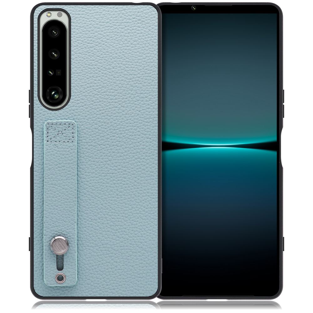 LOOF HOLD-SHELL Series Xperia 1 IV / SO-51C / SOG06 用 [スカイブルー] 薄い 軽量 背面 本革 ケース 固定 ベルト カバー シンプル スマホケース スマホカバー