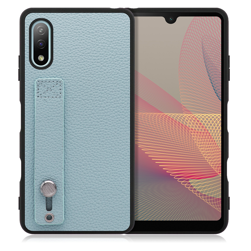 LOOF HOLD-SHELL Series Xperia Ace II /SO-41B 用 [スカイブルー] 薄い 軽量 背面 本革 ケース 固定 ベルト カバー シンプル スマホケース スマホカバー