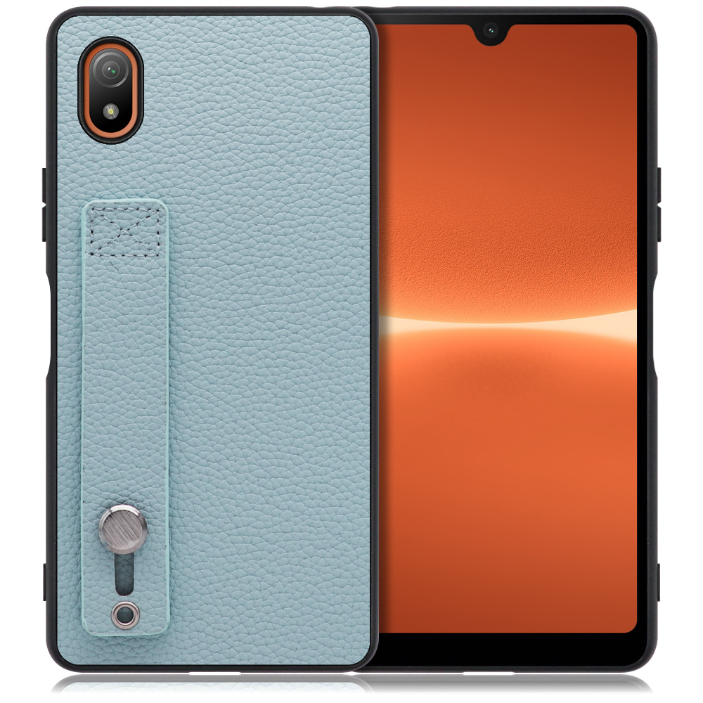 LOOF HOLD-SHELL Series Xperia Ace III SO-53C / SOG08 用 [スカイブルー] 薄い 軽量 背面 本革 ケース 固定 ベルト カバー シンプル スマホケース スマホカバー