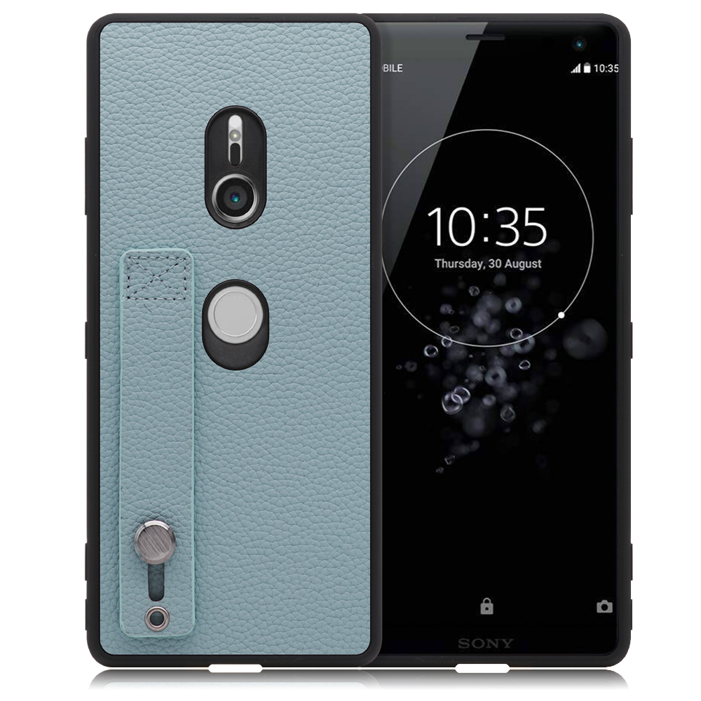 LOOF HOLD-SHELL Series Xperia XZ3 / SO-01L /SOV39 用 [スカイブルー] 薄い 軽量 背面 本革 ケース 固定 ベルト カバー シンプル スマホケース スマホカバー