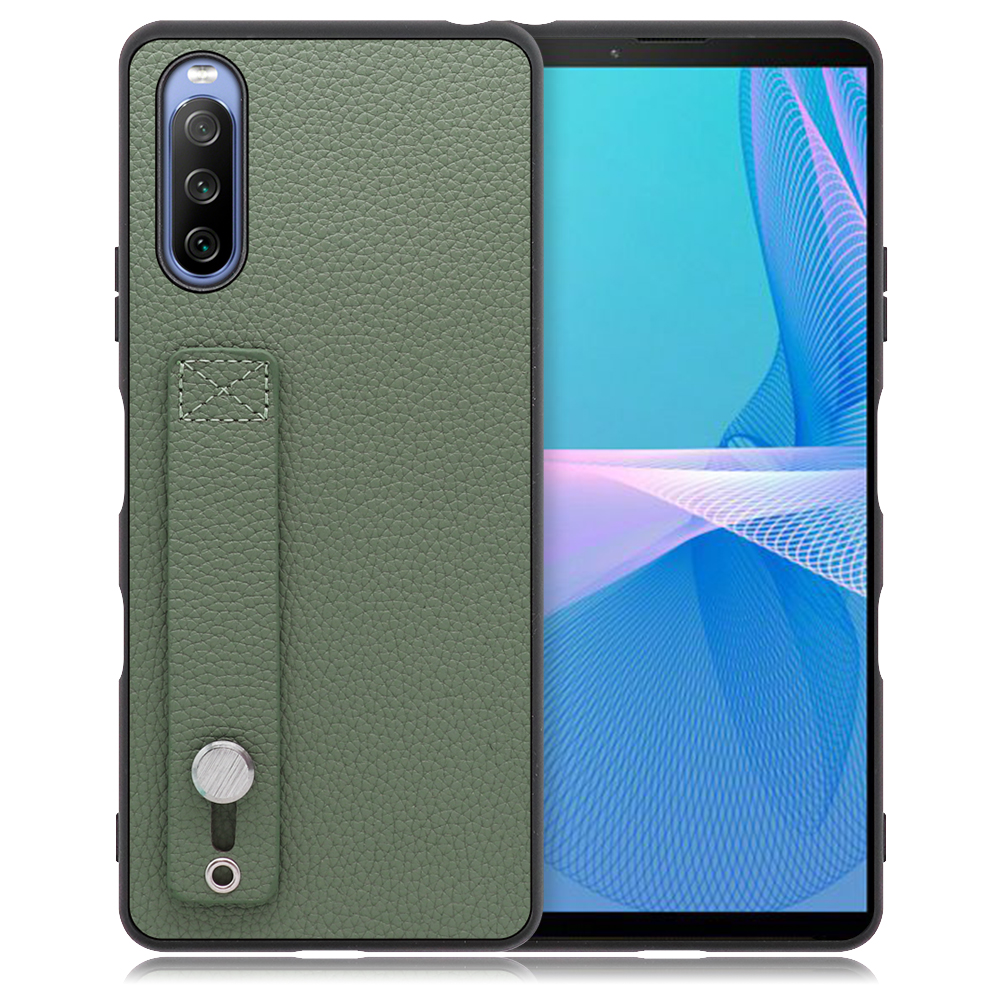 LOOF HOLD-SHELL Xperia 10 III / Xperia 10 III Lite / SO-52B / SOG04 / XQ-BT44 用 [ダルグリーン] 薄い 軽量 背面 本革 ケース カバー シンプル スマホケース スマホカバー ストラップホール ベルト付