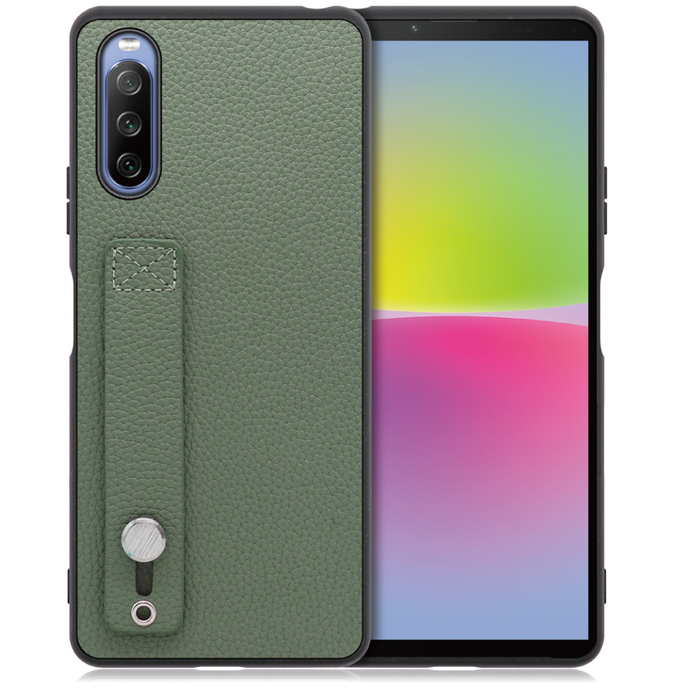 LOOF HOLD-SHELL Xperia 10 IV / SO-52C / SOG07 用 [ダルグリーン] 薄い 軽量 背面 本革 ケース カバー シンプル スマホケース スマホカバー ストラップホール ベルト付