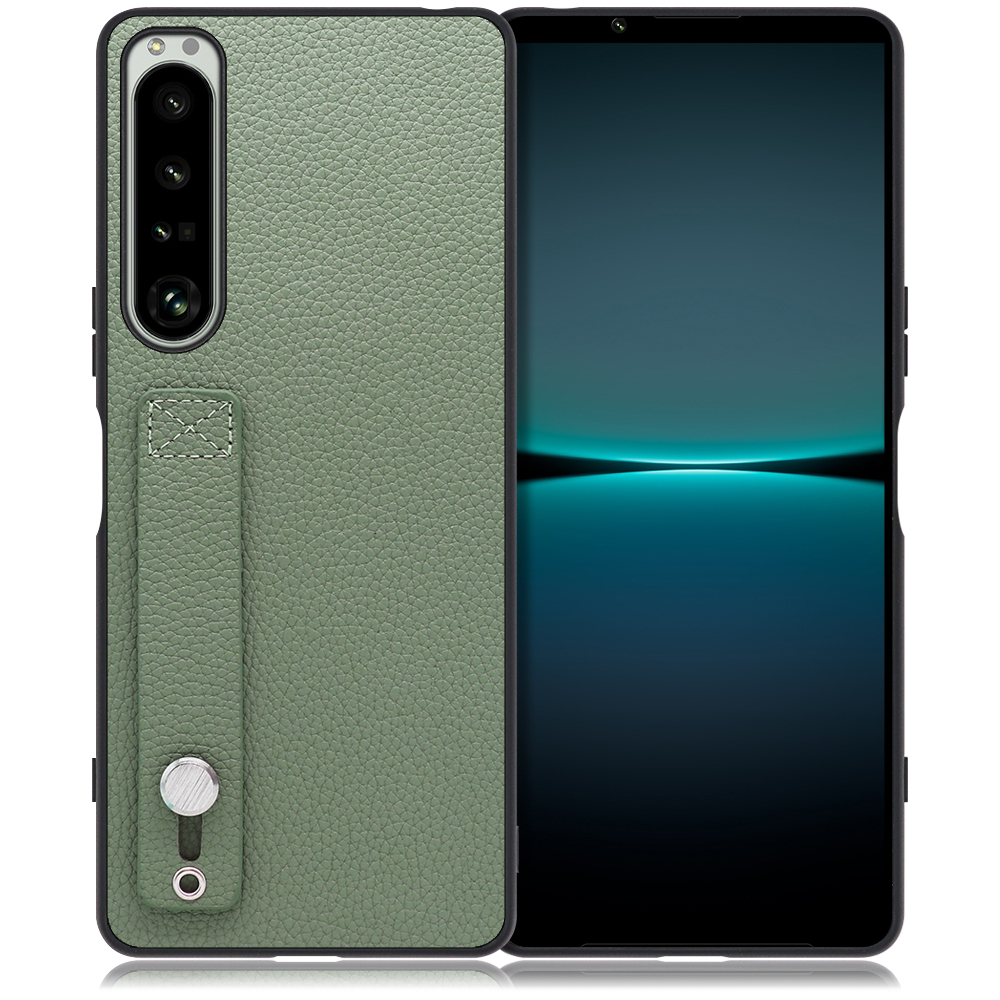 LOOF HOLD-SHELL Series Xperia 1 IV / SO-51C / SOG06 用 [ダルグリーン] 薄い 軽量 背面 本革 ケース 固定 ベルト カバー シンプル スマホケース スマホカバー