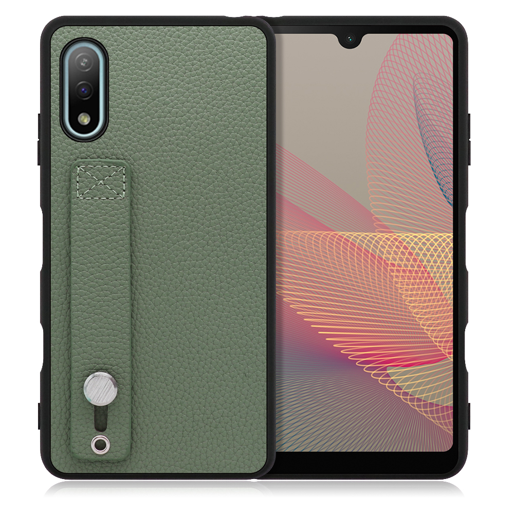 LOOF HOLD-SHELL Series Xperia Ace II /SO-41B 用 [ダルグリーン] 薄い 軽量 背面 本革 ケース 固定 ベルト カバー シンプル スマホケース スマホカバー