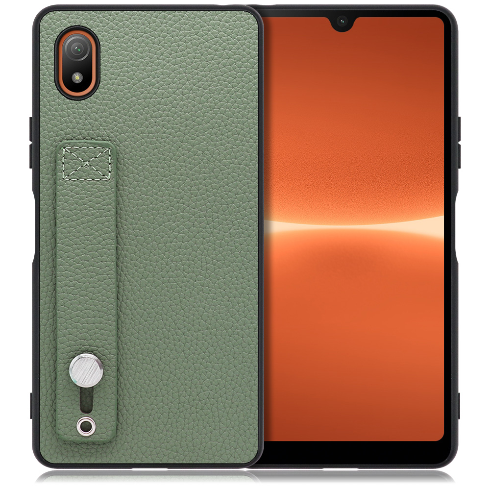 LOOF HOLD-SHELL Series Xperia Ace III SO-53C / SOG08 用 [ダルグリーン] 薄い 軽量 背面 本革 ケース 固定 ベルト カバー シンプル スマホケース スマホカバー