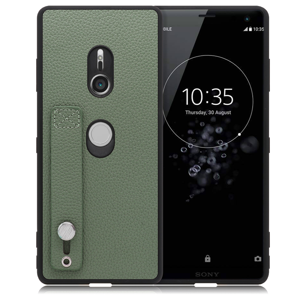 LOOF HOLD-SHELL Series Xperia XZ3 / SO-01L /SOV39 用 [ダルグリーン] 薄い 軽量 背面 本革 ケース 固定 ベルト カバー シンプル スマホケース スマホカバー