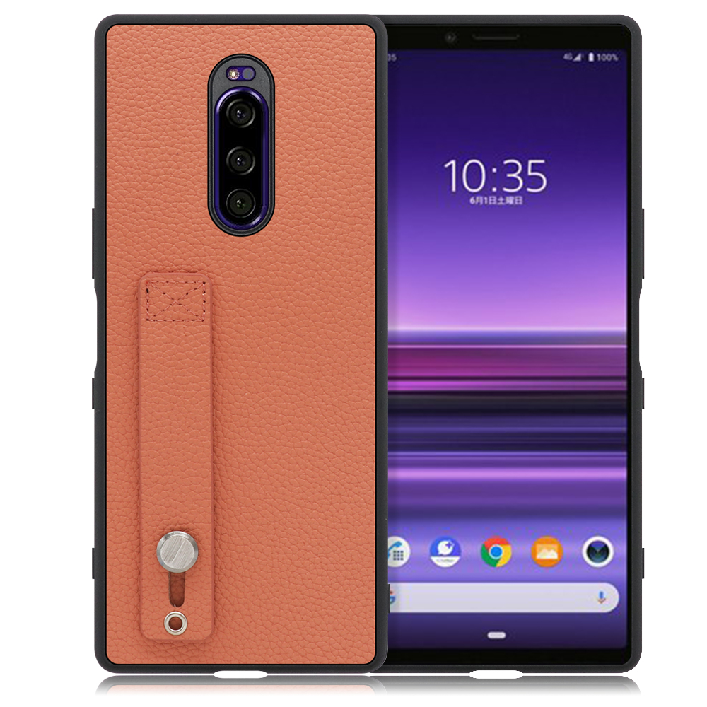 LOOF HOLD-SHELL Xperia 1/ SO-03L / SOV40 / Xperia 1 Professional Edition 用 [フラミンゴ] 薄い 軽量 背面 本革 ケース 固定 ベルト カバー シンプル スマホケース スマホカバー