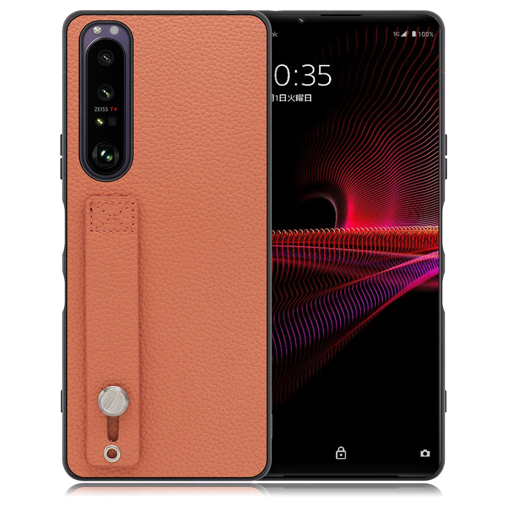LOOF HOLD-SHELL Xperia 1 III / SO-51B / SFM03 用 [フラミンゴ] 薄い 軽量 背面 本革 ケース 固定 ベルト カバー シンプル スマホケース スマホカバー