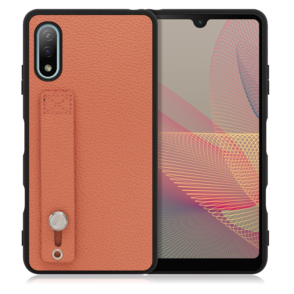 LOOF HOLD-SHELL Series Xperia Ace II /SO-41B 用 [フラミンゴ] 薄い 軽量 背面 本革 ケース 固定 ベルト カバー シンプル スマホケース スマホカバー