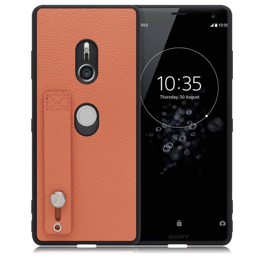 LOOF HOLD-SHELL Series Xperia XZ3 / SO-01L /SOV39 用 [フラミンゴ] 薄い 軽量 背面 本革 ケース 固定 ベルト カバー シンプル スマホケース スマホカバー