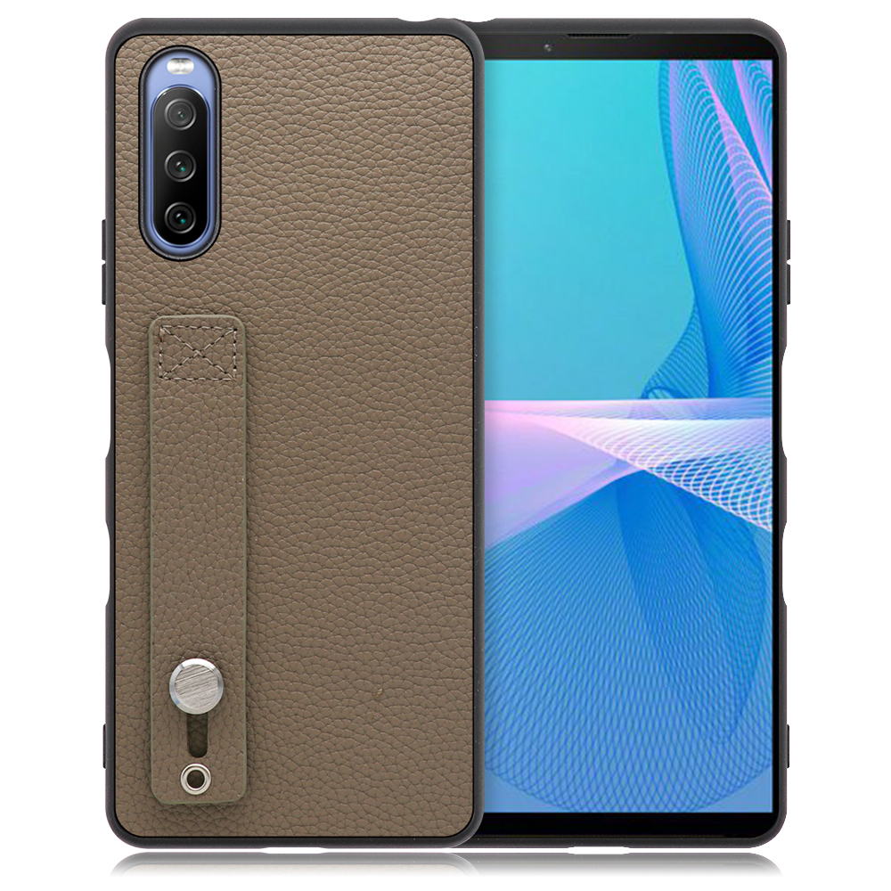LOOF HOLD-SHELL Xperia 10 III / Xperia 10 III Lite / SO-52B / SOG04 / XQ-BT44 用 [グレージュ] 薄い 軽量 背面 本革 ケース カバー シンプル スマホケース スマホカバー ストラップホール ベルト付