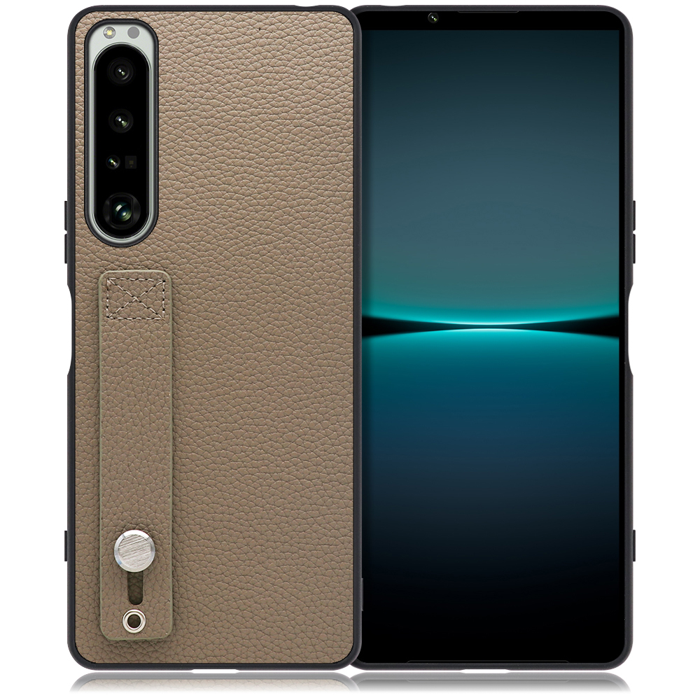 LOOF HOLD-SHELL Series Xperia 1 IV / SO-51C / SOG06 用 [グレージュ] 薄い 軽量 背面 本革 ケース 固定 ベルト カバー シンプル スマホケース スマホカバー