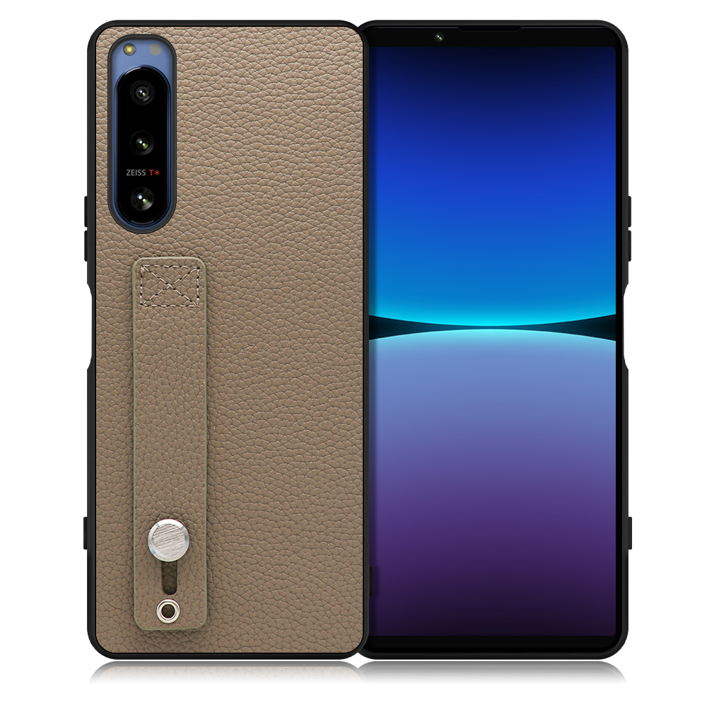 LOOF HOLD-SHELL Series Xperia 5 IV SO-54C / SOG09 用 [グレージュ] 薄い 軽量 背面 本革 ケース カバー シンプル スマホケース スマホカバー ストラップホール ベルト付