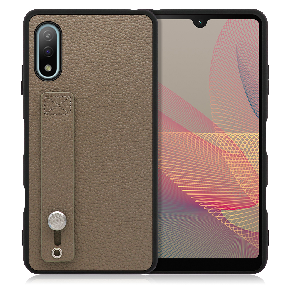 LOOF HOLD-SHELL Series Xperia Ace II /SO-41B 用 [グレージュ] 薄い 軽量 背面 本革 ケース 固定 ベルト カバー シンプル スマホケース スマホカバー