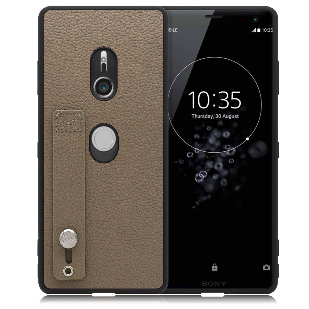 LOOF HOLD-SHELL Series Xperia XZ3 / SO-01L /SOV39 用 [グレージュ] 薄い 軽量 背面 本革 ケース 固定 ベルト カバー シンプル スマホケース スマホカバー