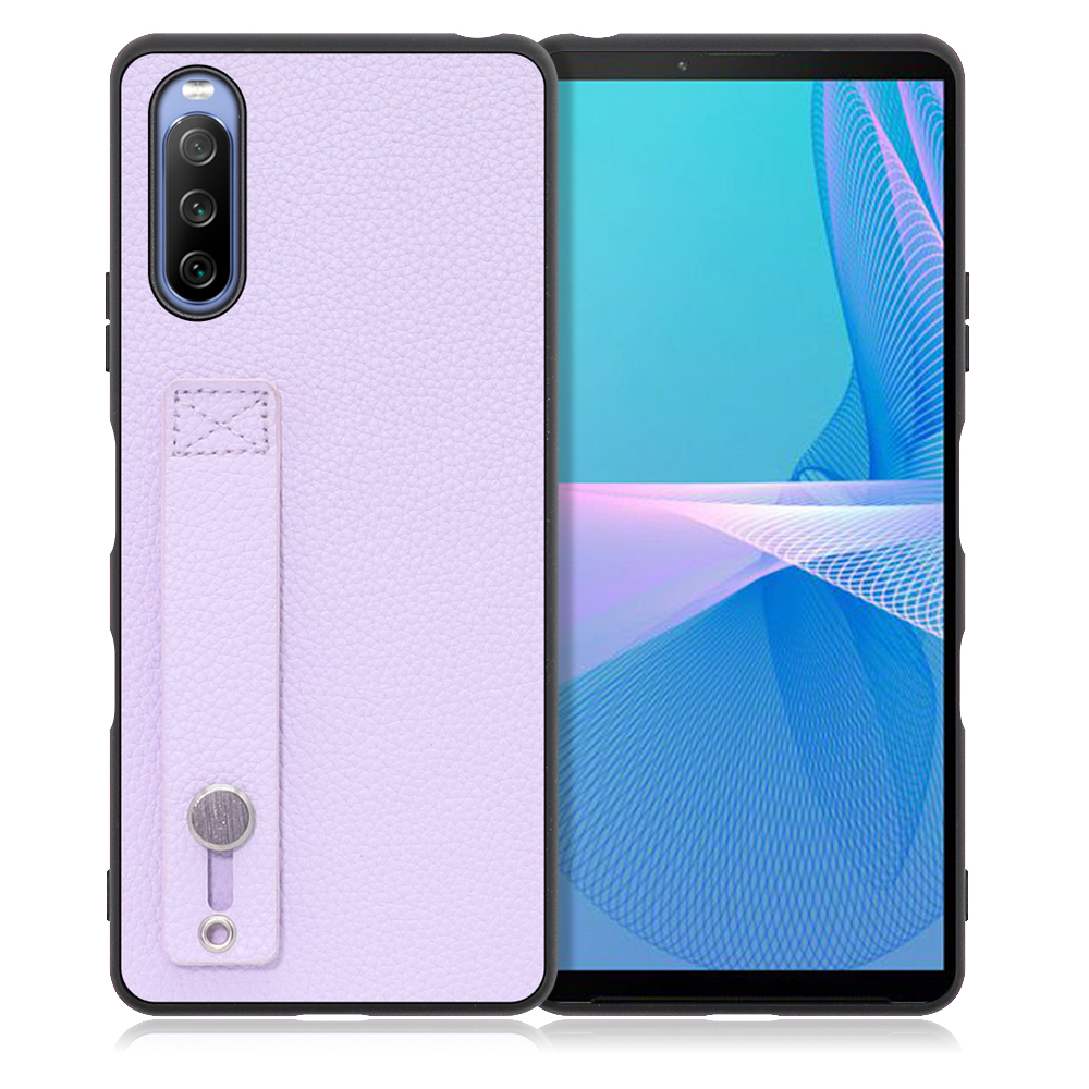 LOOF HOLD-SHELL Xperia 10 III / Xperia 10 III Lite / SO-52B / SOG04 / XQ-BT44 用 [ラベンダー] 薄い 軽量 背面 本革 ケース 固定 ベルト カバー シンプル スマホケース スマホカバー