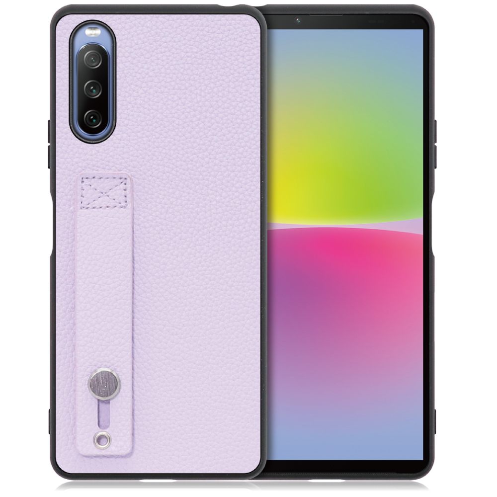 LOOF HOLD-SHELL Xperia 10 IV / SO-52C / SOG07 用 [ラベンダー] 薄い 軽量 背面 本革 ケース 固定 ベルト カバー シンプル スマホケース スマホカバー