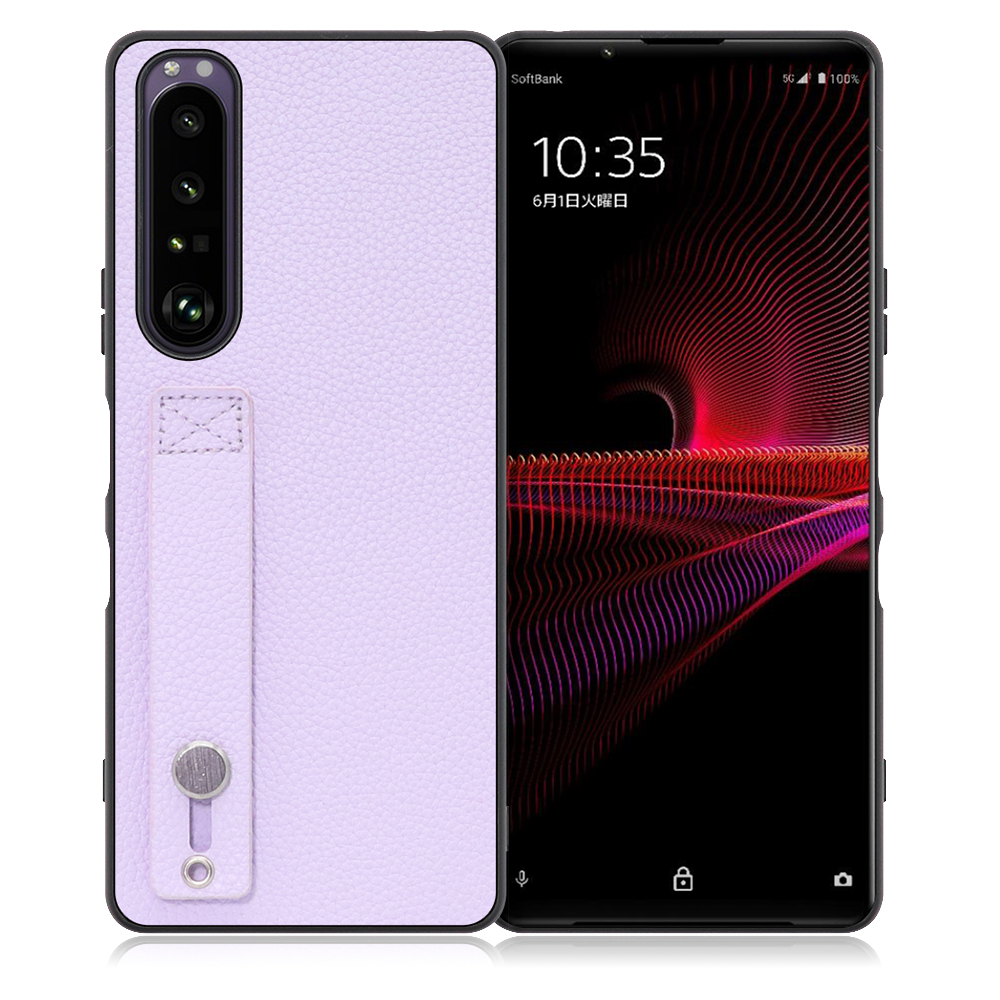 LOOF HOLD-SHELL Xperia 1 III / SO-51B / SOG03 用 [ラベンダー] 薄い 軽量 背面 本革 ケース 固定 ベルト カバー シンプル スマホケース スマホカバー