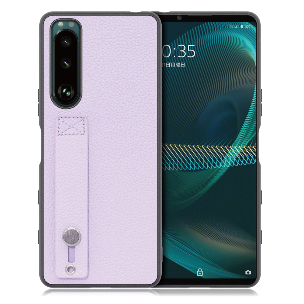 LOOF HOLD-SHELL Series Xperia 5 III / SO-53B / SOG05 / XQ-BQ42 用 [ラベンダー] 薄い 軽量 背面 本革 ケース 固定 ベルト カバー シンプル スマホケース スマホカバー