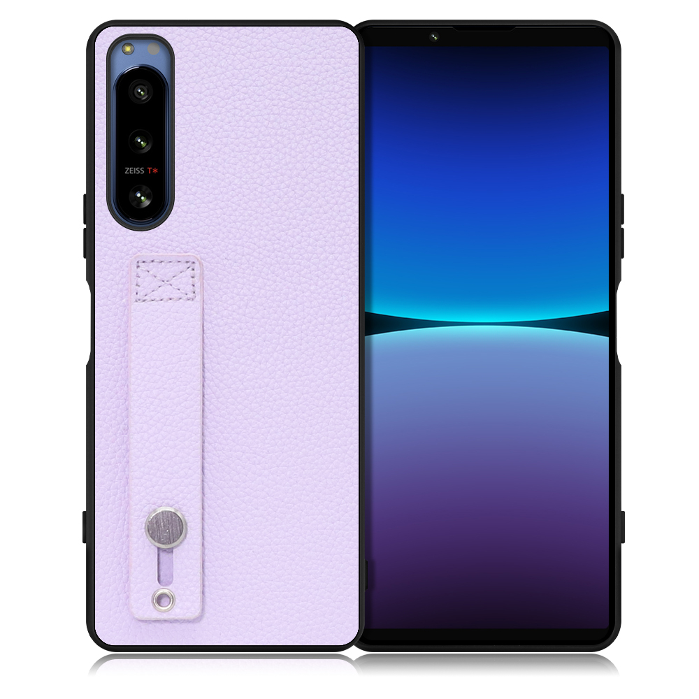 LOOF HOLD-SHELL Series Xperia 5 IV SO-54C / SOG09 用 [ラベンダー] 薄い 軽量 背面 本革 ケース 固定 ベルト カバー シンプル スマホケース スマホカバー