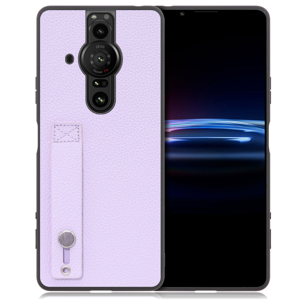 LOOF HOLD-SHELL Xperia PRO-I 用 [ラベンダー] 薄い 軽量 背面 本革 ケース 固定 ベルト カバー シンプル スマホケース スマホカバー
