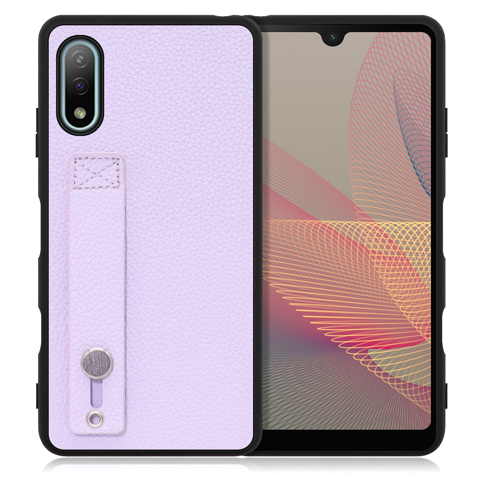 LOOF HOLD-SHELL Series Xperia Ace II /SO-41B 用 [ラベンダー] 薄い 軽量 背面 本革 ケース 固定 ベルト カバー シンプル スマホケース スマホカバー