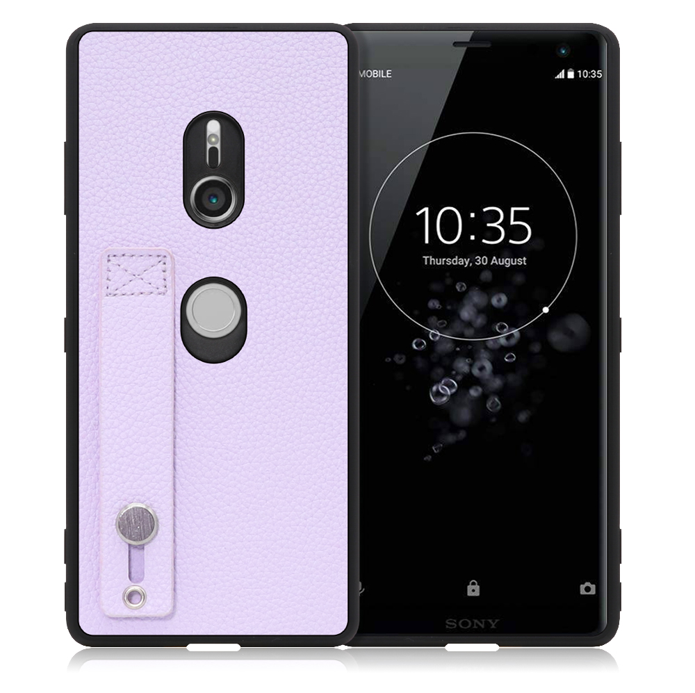 LOOF HOLD-SHELL Series Xperia XZ3 / SO-01L /SOV39 用 [ラベンダー] 薄い 軽量 背面 本革 ケース 固定 ベルト カバー シンプル スマホケース スマホカバー